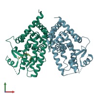 PDB entry 3vjh coloured by chain, front view.