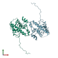 PDB entry 3vjj coloured by chain, front view.