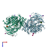 PDB entry 3vjm coloured by chain, top view.