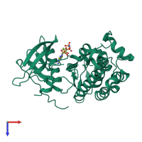 PDB entry 3vjn coloured by chain, top view.