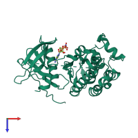 PDB entry 3vjo coloured by chain, top view.
