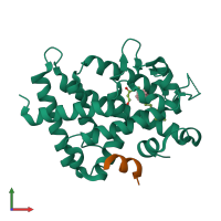 PDB entry 3vjs coloured by chain, front view.