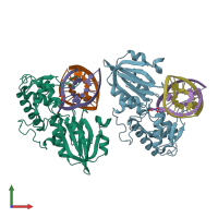 PDB entry 3vk7 coloured by chain, front view.