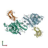 PDB entry 3vkf coloured by chain, front view.