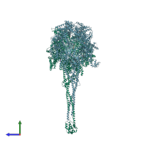 PDB entry 3vkh coloured by chain, side view.