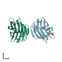 PDB entry 3vko coloured by chain, front view.
