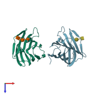 PDB entry 3vko coloured by chain, top view.