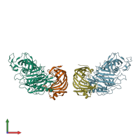 PDB entry 3vlb coloured by chain, front view.