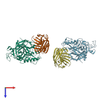 PDB entry 3vlb coloured by chain, top view.