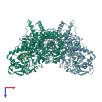 PDB entry 3vli coloured by chain, top view.