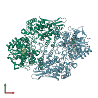 PDB entry 3vlj coloured by chain, front view.