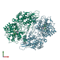 PDB entry 3vll coloured by chain, front view.