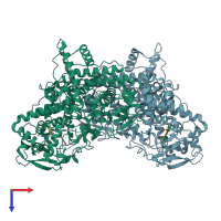 PDB entry 3vll coloured by chain, top view.