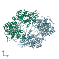 PDB entry 3vlm coloured by chain, front view.