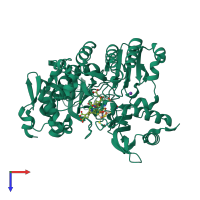 PDB entry 3vlx coloured by chain, top view.