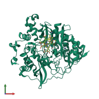 PDB entry 3vly coloured by chain, front view.