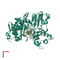 PDB entry 3vm0 coloured by chain, top view.