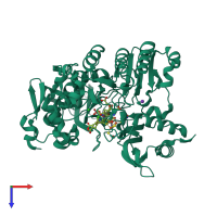 PDB entry 3vm1 coloured by chain, top view.