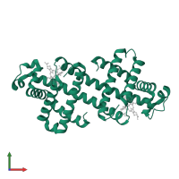 Myoglobin in PDB entry 3vm9, assembly 1, front view.