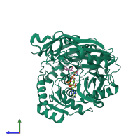 PDB entry 3vmm coloured by chain, side view.