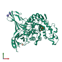 PDB entry 3vmo coloured by chain, front view.