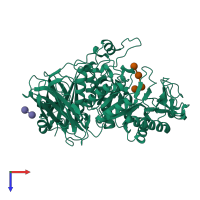 PDB entry 3vmo coloured by chain, top view.