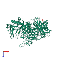 PDB entry 3vmp coloured by chain, top view.