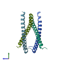 PDB entry 3vmx coloured by chain, side view.