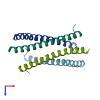 PDB entry 3vmz coloured by chain, top view.