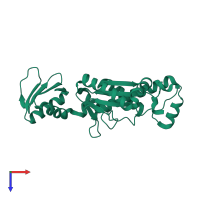 PDB entry 3vn5 coloured by chain, top view.