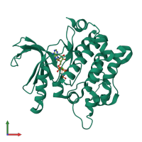 Monomeric assembly 1 of PDB entry 3vn9 coloured by chemically distinct molecules, front view.