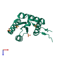 PDB entry 3vnb coloured by chain, top view.