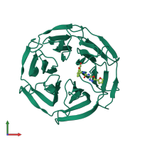 PDB entry 3vng coloured by chain, front view.