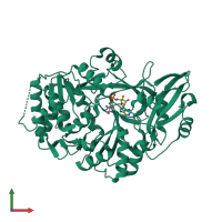 PDB entry 3vns coloured by chain, front view.