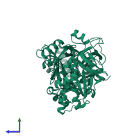 PDB entry 3vns coloured by chain, side view.