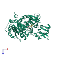 PDB entry 3vns coloured by chain, top view.