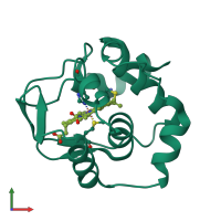 PDB entry 3vnw coloured by chain, front view.