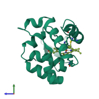 PDB entry 3vnw coloured by chain, side view.