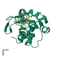 PDB entry 3vnw coloured by chain, top view.