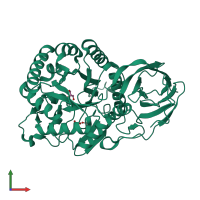 PDB entry 3vny coloured by chain, front view.