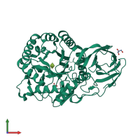 PDB entry 3vnz coloured by chain, front view.