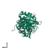 PDB entry 3vo0 coloured by chain, side view.
