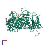 PDB entry 3vo0 coloured by chain, top view.