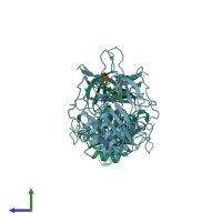 PDB entry 3vo1 coloured by chain, side view.