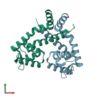 PDB entry 3vod coloured by chain, front view.