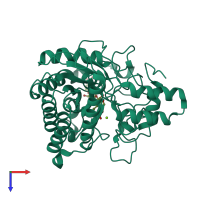 PDB entry 3voi coloured by chain, top view.