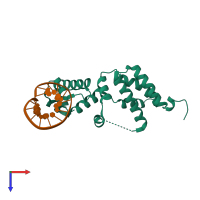PDB entry 3vok coloured by chain, top view.