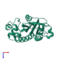 PDB entry 3vor coloured by chain, top view.