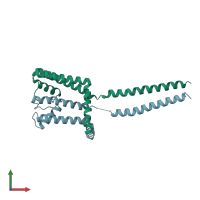 PDB entry 3vou coloured by chain, front view.
