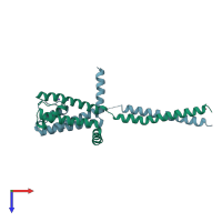 PDB entry 3vou coloured by chain, top view.
